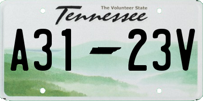 TN license plate A3123V
