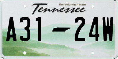 TN license plate A3124W