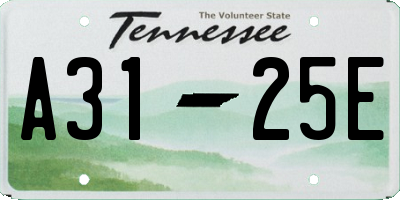 TN license plate A3125E