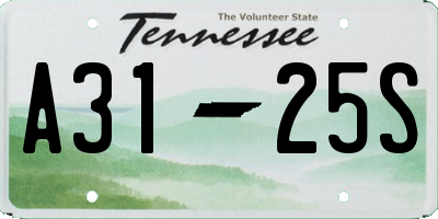 TN license plate A3125S