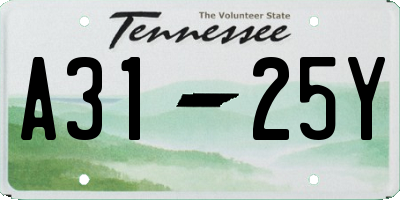 TN license plate A3125Y
