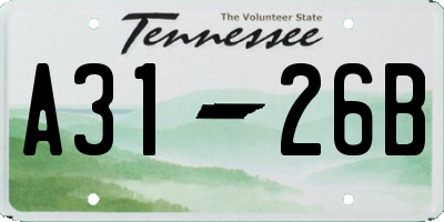 TN license plate A3126B