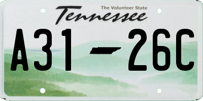 TN license plate A3126C