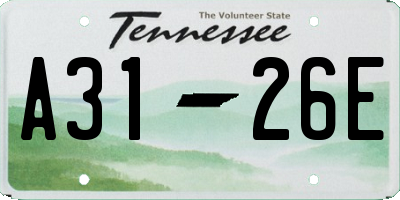 TN license plate A3126E
