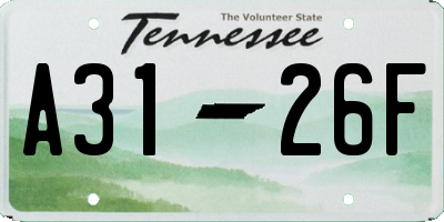 TN license plate A3126F