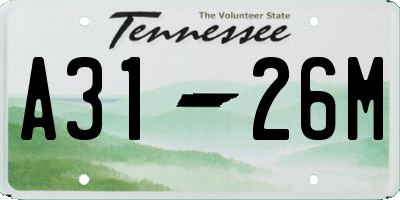 TN license plate A3126M