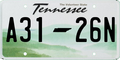 TN license plate A3126N