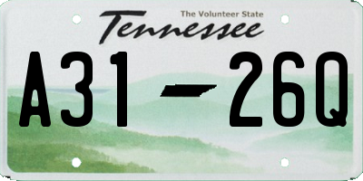TN license plate A3126Q