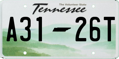 TN license plate A3126T