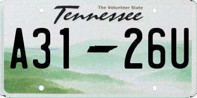 TN license plate A3126U