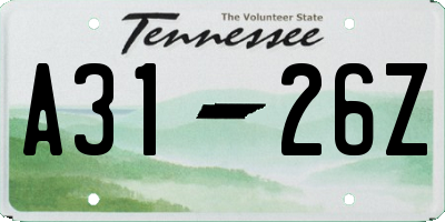 TN license plate A3126Z