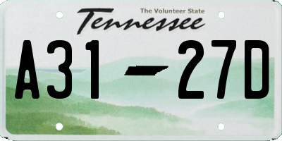 TN license plate A3127D