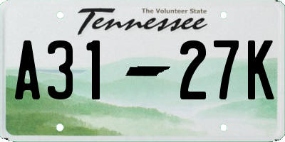 TN license plate A3127K