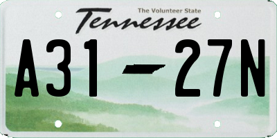 TN license plate A3127N