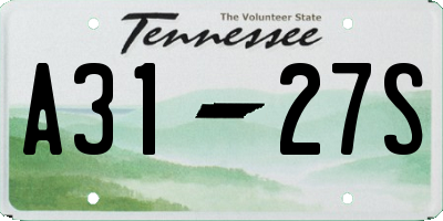 TN license plate A3127S