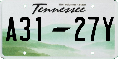 TN license plate A3127Y