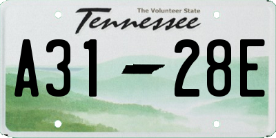 TN license plate A3128E