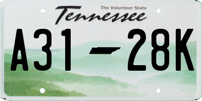 TN license plate A3128K