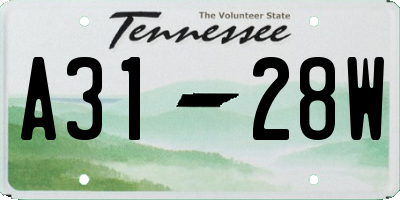 TN license plate A3128W