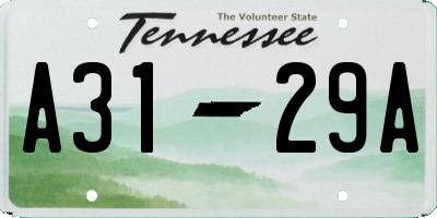 TN license plate A3129A