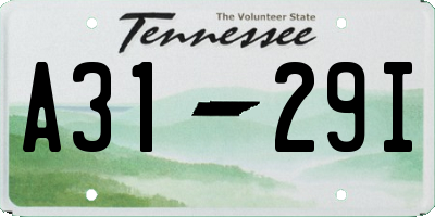 TN license plate A3129I