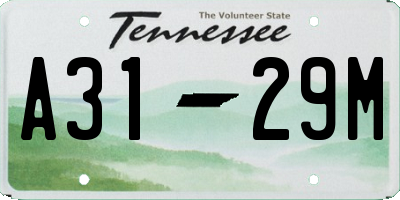 TN license plate A3129M