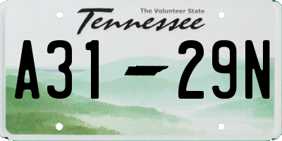 TN license plate A3129N