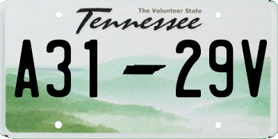 TN license plate A3129V