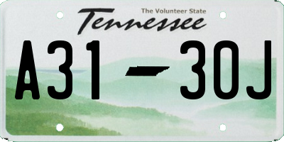 TN license plate A3130J