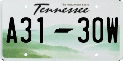 TN license plate A3130W