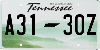 TN license plate A3130Z