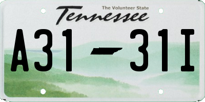 TN license plate A3131I
