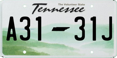 TN license plate A3131J