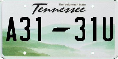 TN license plate A3131U