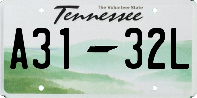 TN license plate A3132L