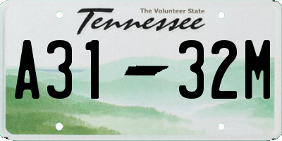 TN license plate A3132M
