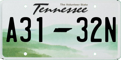 TN license plate A3132N