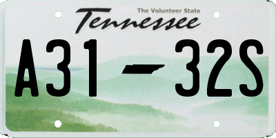 TN license plate A3132S