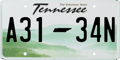 TN license plate A3134N