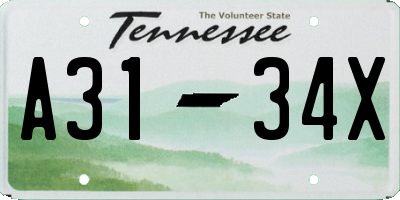 TN license plate A3134X