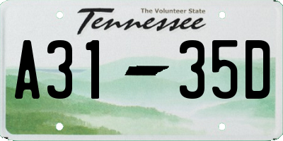 TN license plate A3135D
