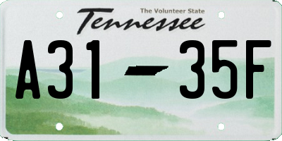 TN license plate A3135F