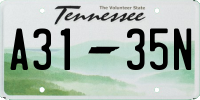 TN license plate A3135N