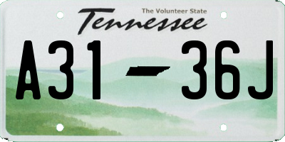 TN license plate A3136J