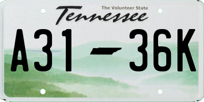 TN license plate A3136K