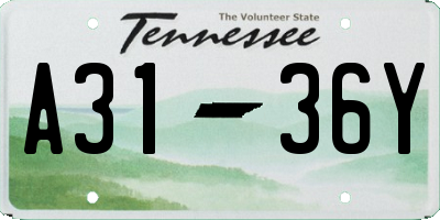 TN license plate A3136Y