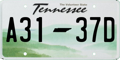 TN license plate A3137D
