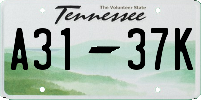 TN license plate A3137K