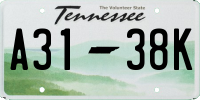 TN license plate A3138K