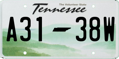 TN license plate A3138W